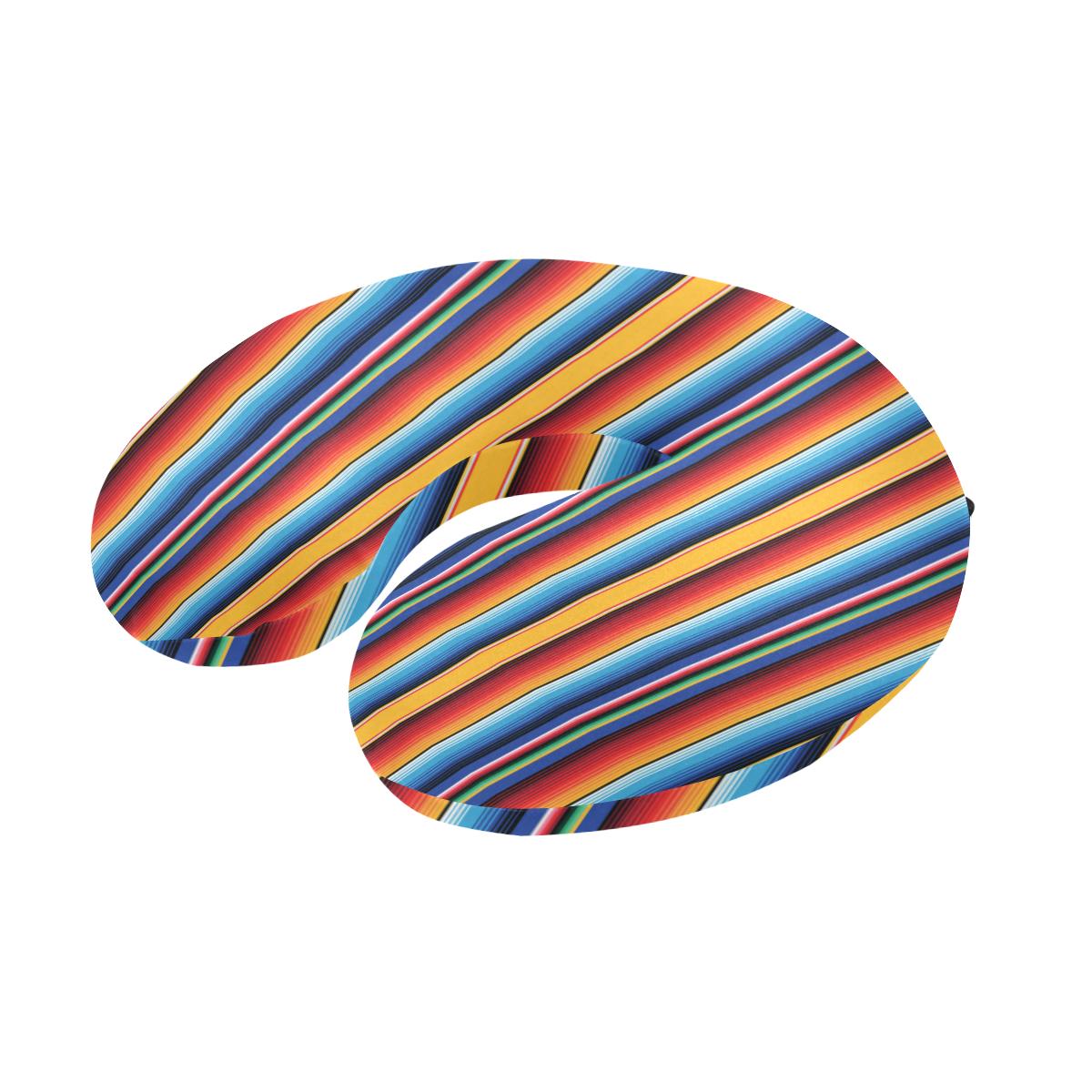 Mexican Blanket Stripe Print Pattern U-Shaped Travel Neck Pillow-JTAMIGO.COM