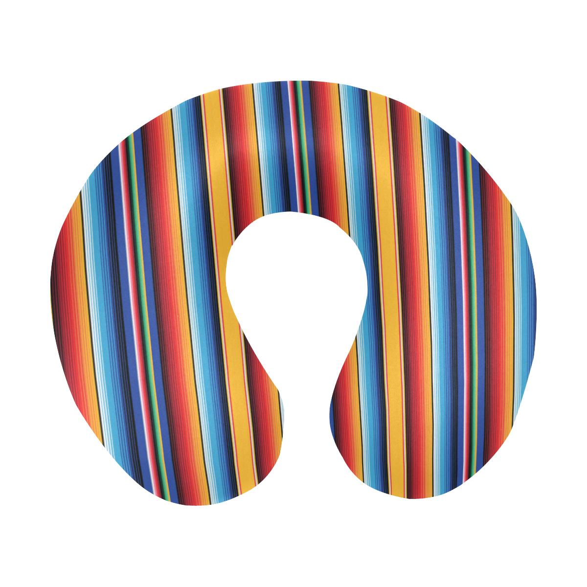 Mexican Blanket Stripe Print Pattern U-Shaped Travel Neck Pillow-JTAMIGO.COM