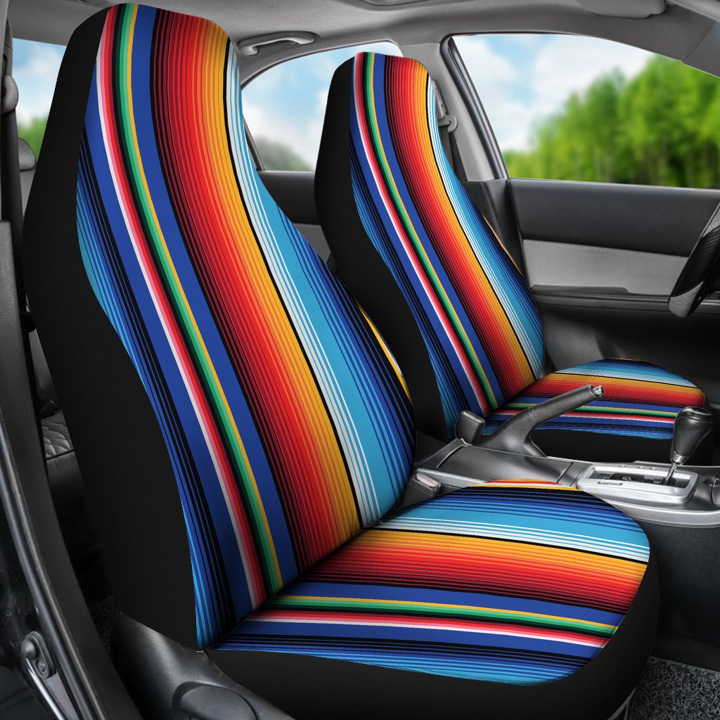 Mexican Blanket Stripe Print Pattern Universal Fit Car Seat Covers