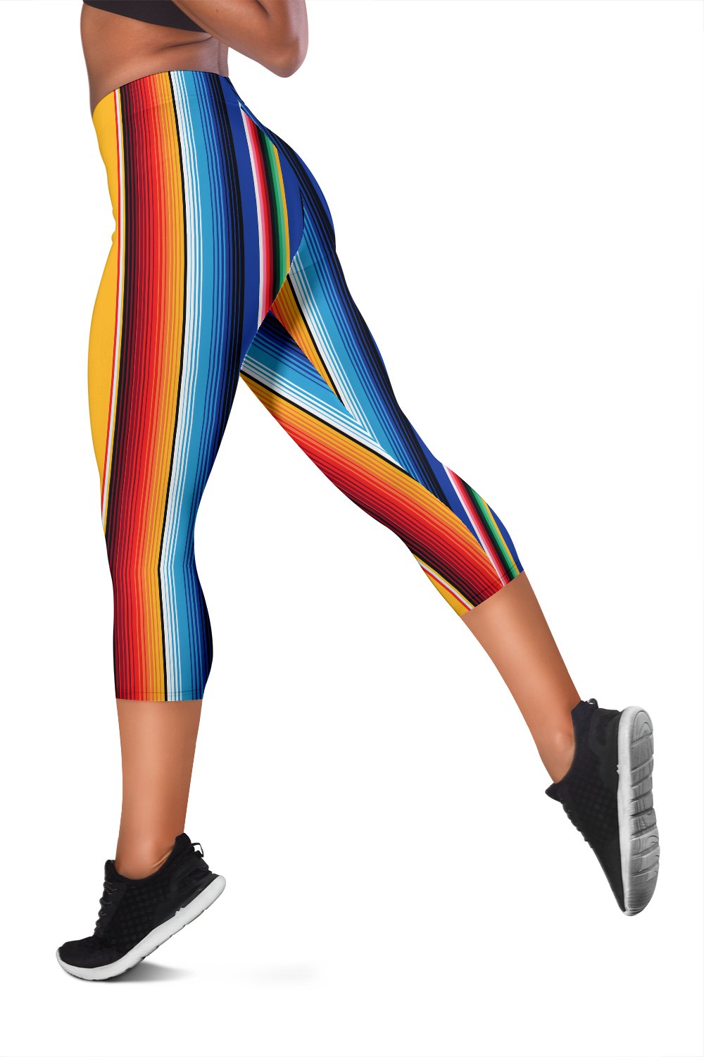 Mexican Blanket Stripe Print Pattern Women Capris