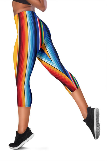 Mexican Blanket Stripe Print Pattern Women Capris