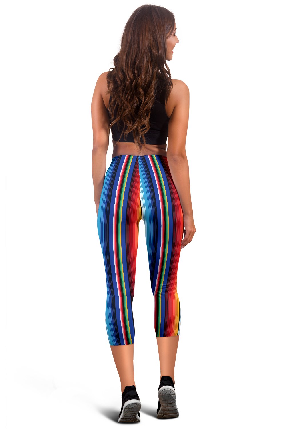 Mexican Blanket Stripe Print Pattern Women Capris