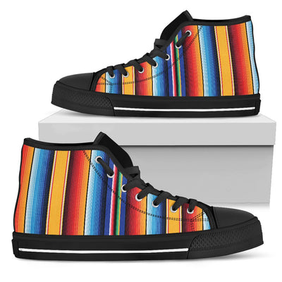 Mexican Blanket Stripe Print Pattern Women High Top Shoes