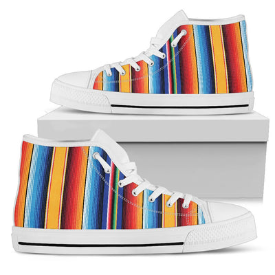 Mexican Blanket Stripe Print Pattern Women High Top Shoes