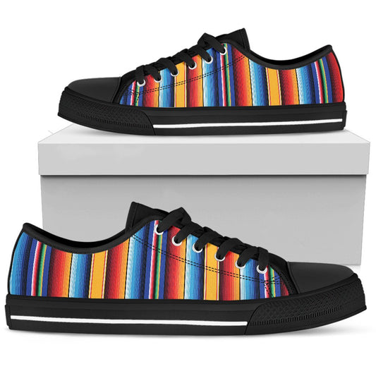 Mexican Blanket Stripe Print Pattern Women Low Top Shoes