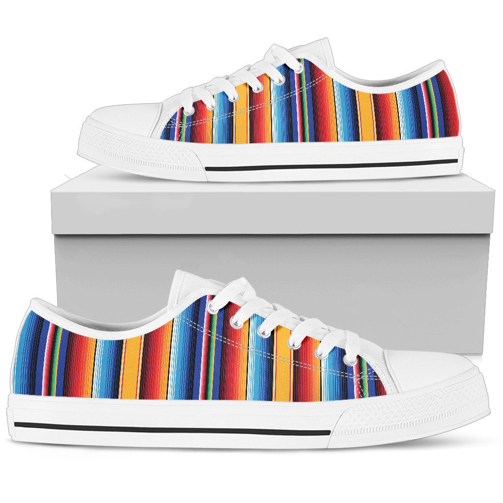 Mexican Blanket Stripe Print Pattern Women Low Top Shoes