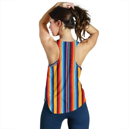 Mexican Blanket Stripe Print Pattern Women Racerback Tank Top