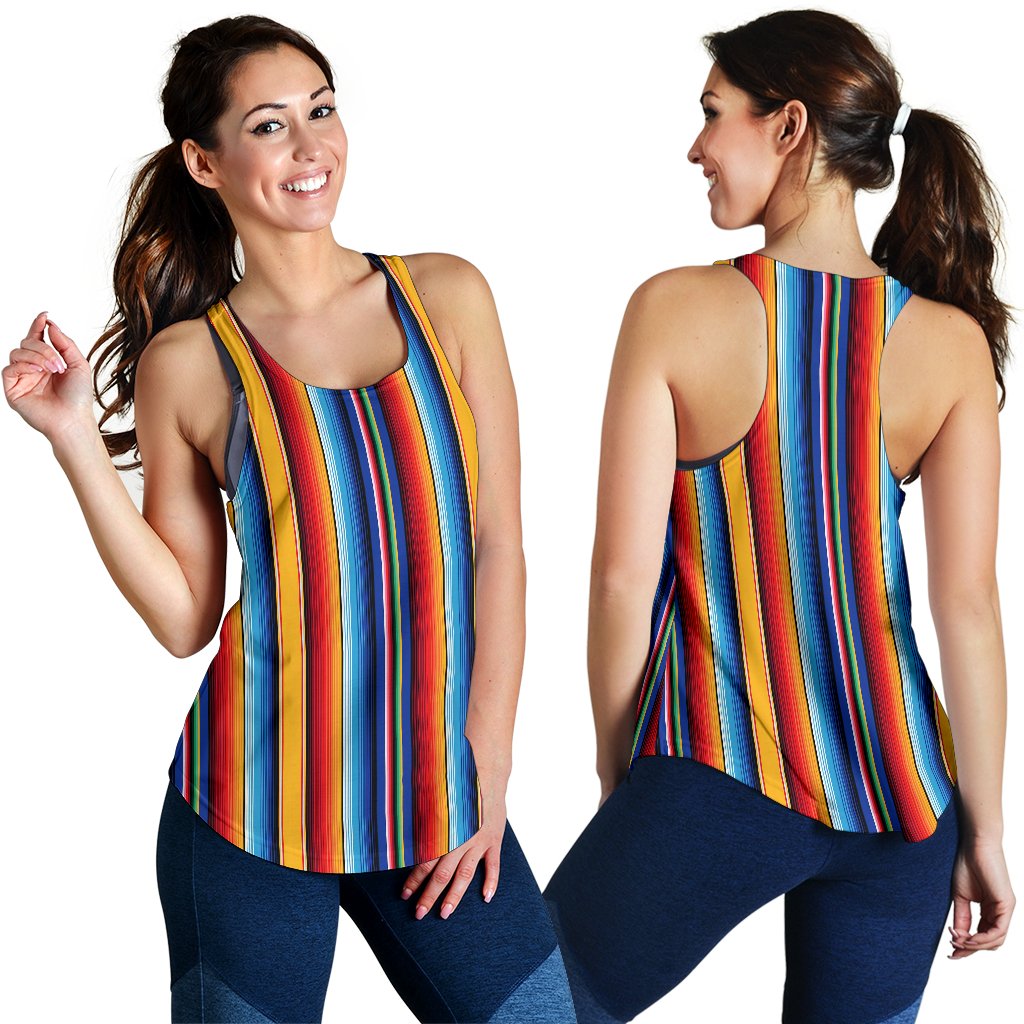 Mexican Blanket Stripe Print Pattern Women Racerback Tank Top