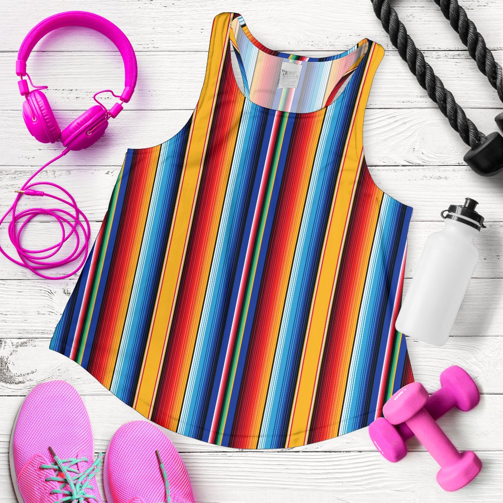 Mexican Blanket Stripe Print Pattern Women Racerback Tank Top