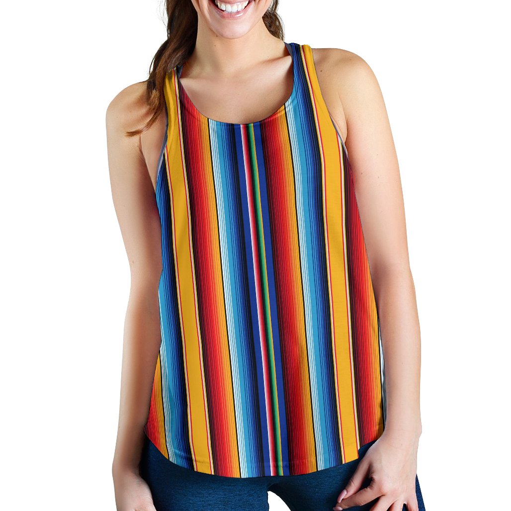 Mexican Blanket Stripe Print Pattern Women Racerback Tank Top