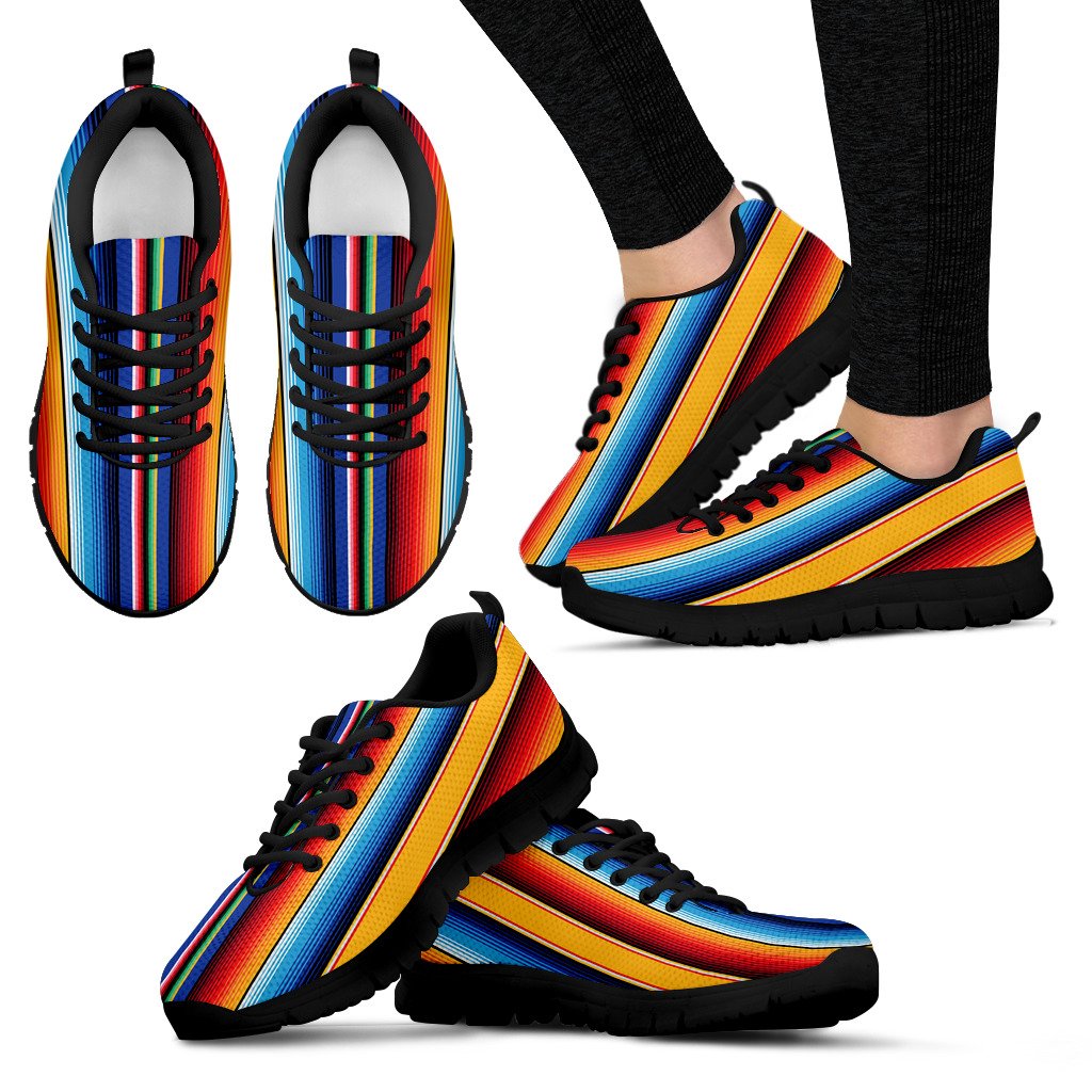 Mexican Blanket Stripe Print Pattern Women Sneakers Shoes