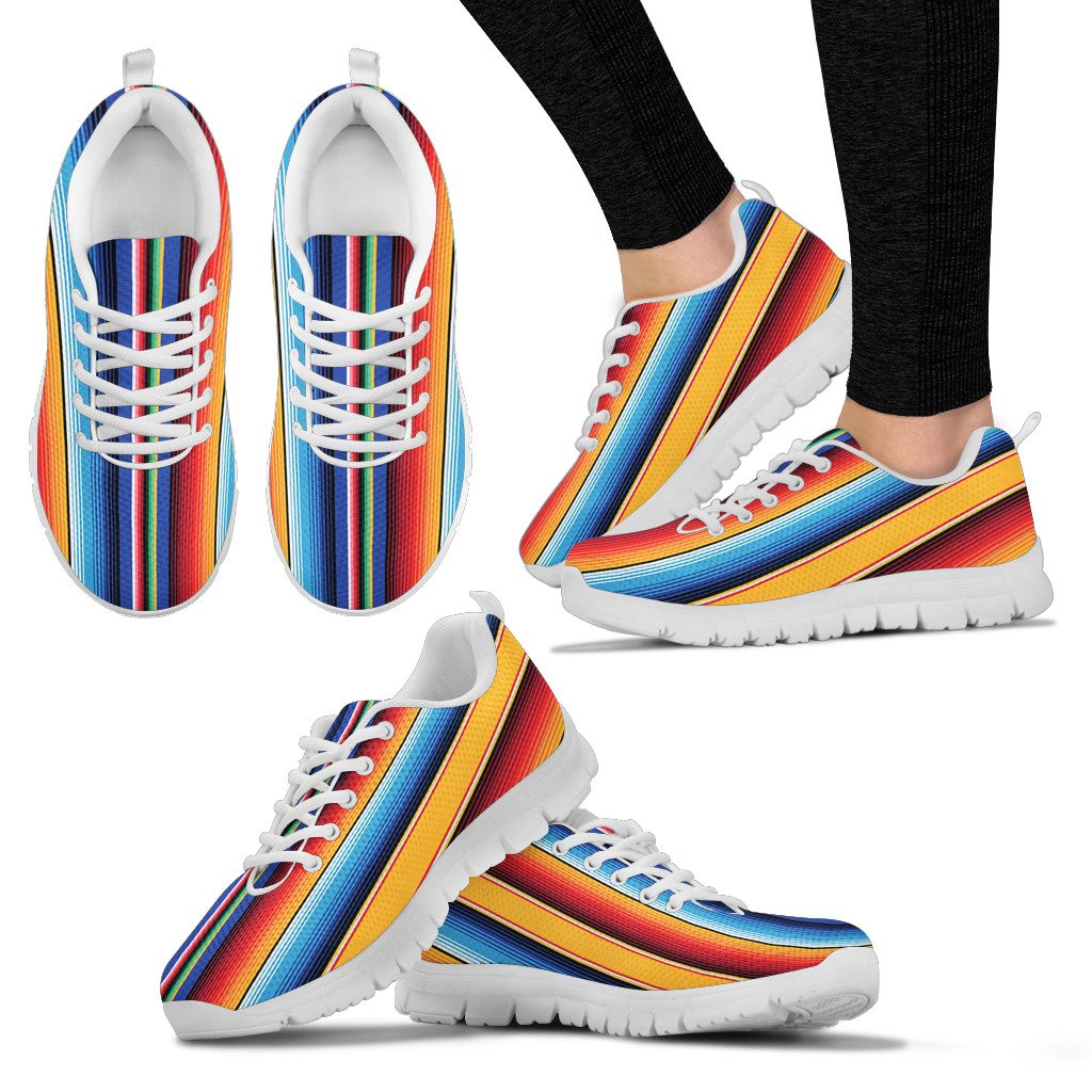 Mexican Blanket Stripe Print Pattern Women Sneakers Shoes