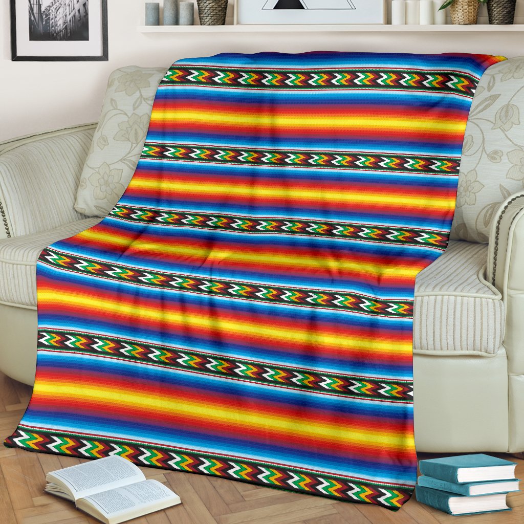 Mexican Blanket ZigZag Print Pattern Fleece Blanket