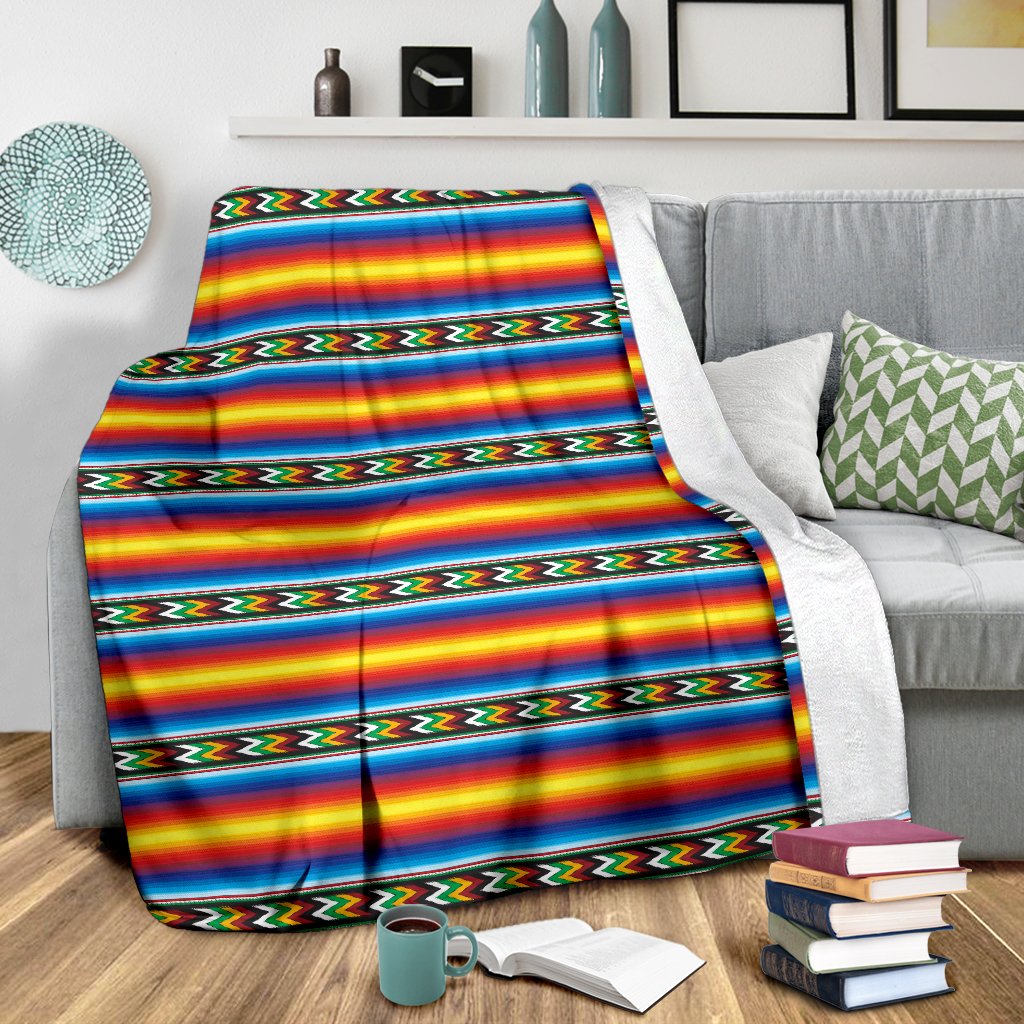 Mexican Blanket ZigZag Print Pattern Fleece Blanket