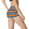 Mexican Blanket ZigZag Print Pattern High Waisted Spandex Shorts-JTAMIGO.COM