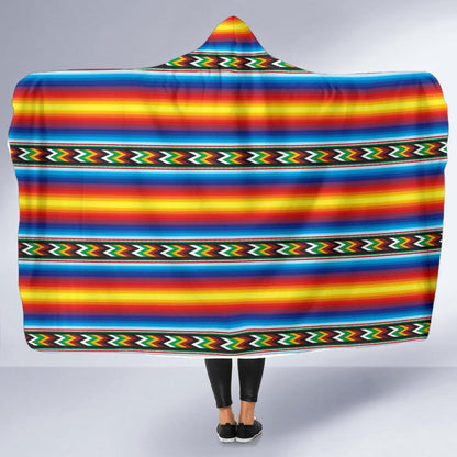 Mexican Blanket ZigZag Print Pattern Hooded Blanket-JTAMIGO.COM