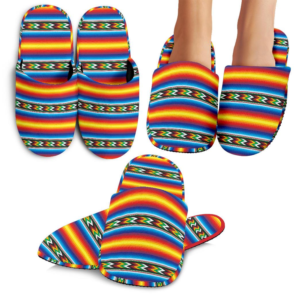 Mexican Blanket ZigZag Print Pattern House Slippers