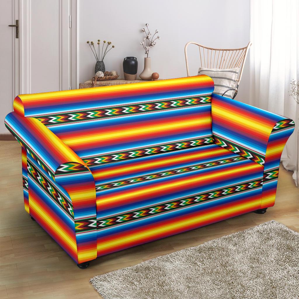 Mexican Blanket ZigZag Print Pattern Loveseat Slipcover-JTAMIGO.COM