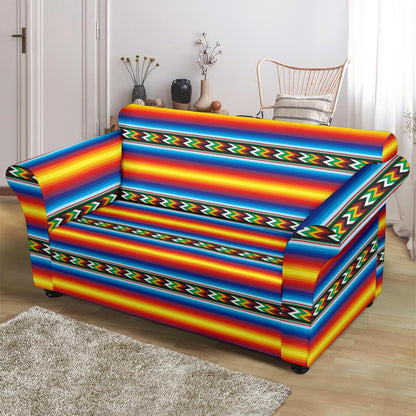 Mexican Blanket ZigZag Print Pattern Loveseat Slipcover-JTAMIGO.COM