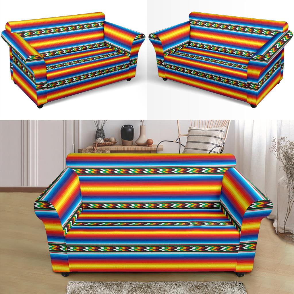 Mexican Blanket ZigZag Print Pattern Loveseat Slipcover-JTAMIGO.COM