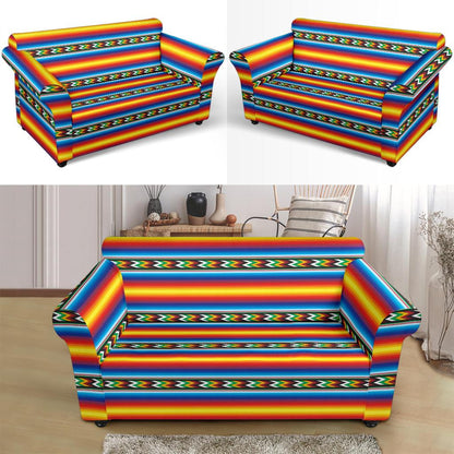 Mexican Blanket ZigZag Print Pattern Loveseat Slipcover-JTAMIGO.COM