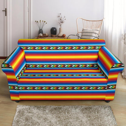 Mexican Blanket ZigZag Print Pattern Loveseat Slipcover-JTAMIGO.COM