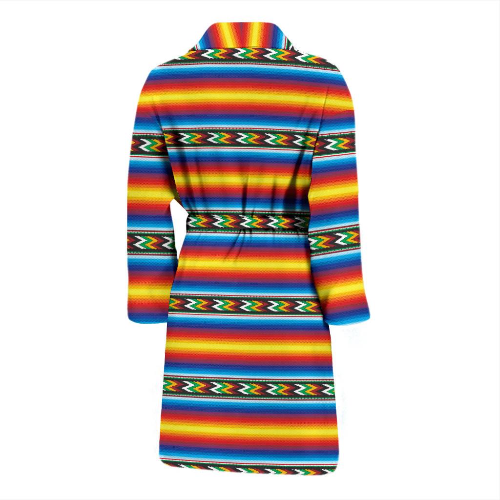 Mexican Blanket ZigZag Print Pattern Men Bath Robe-JTAMIGO.COM