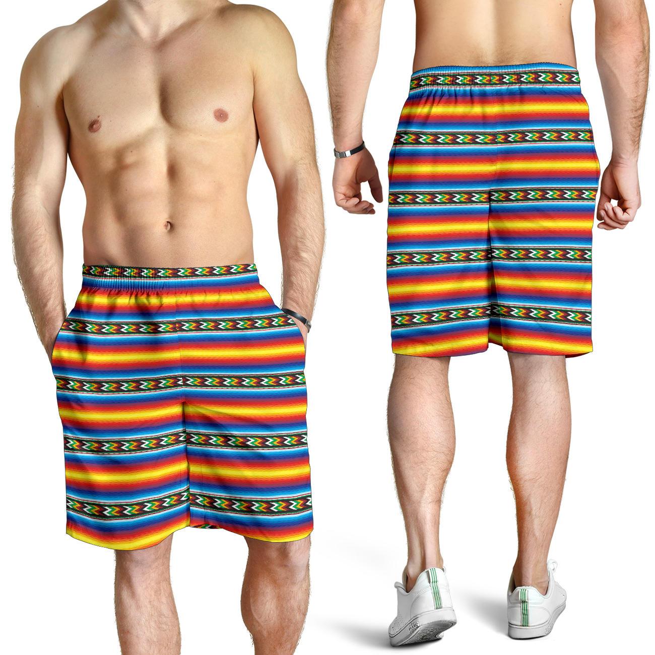 Mexican Blanket ZigZag Print Pattern Mens Shorts-JTAMIGO.COM