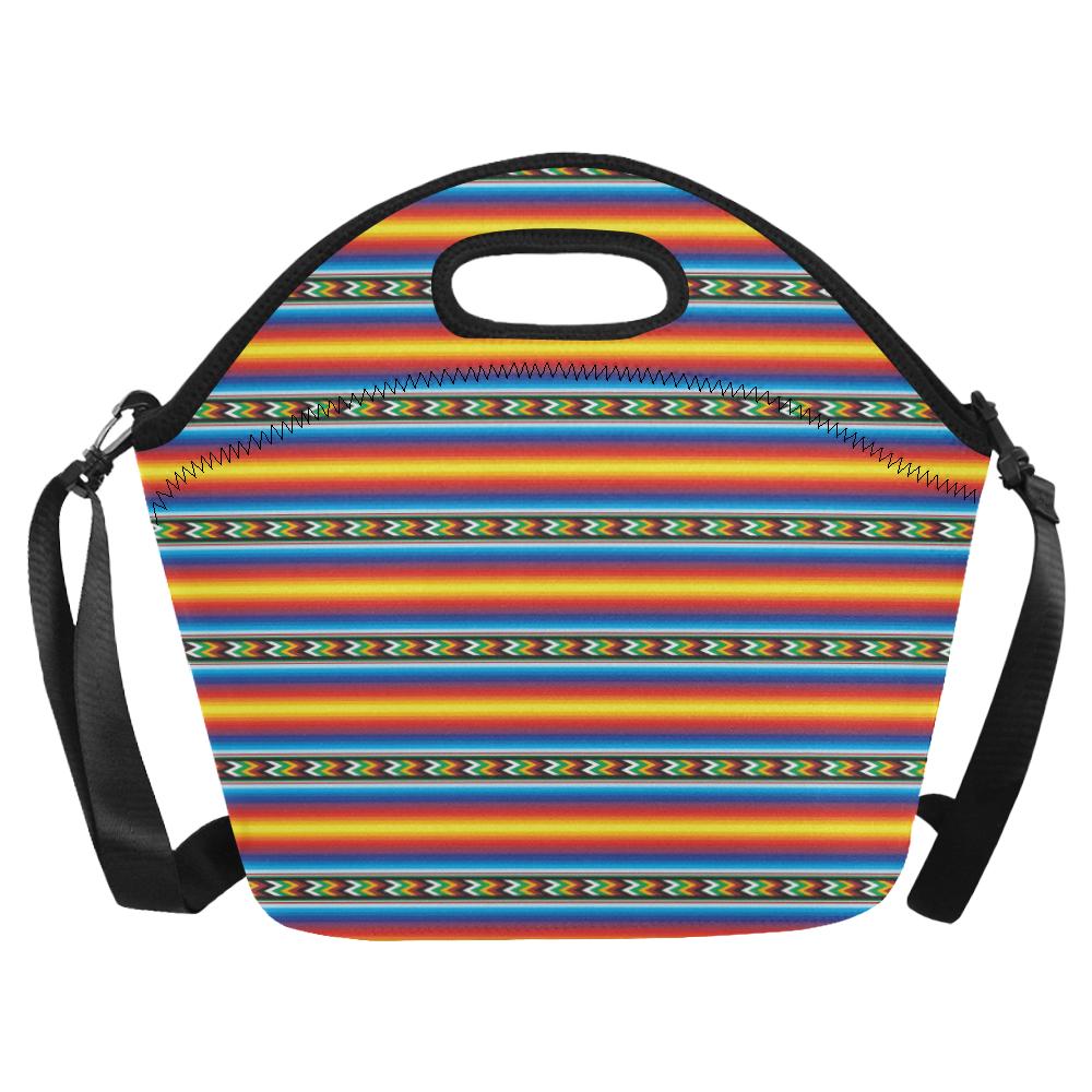 Mexican Blanket ZigZag Print Pattern Neoprene Lunch Bag (Model 1669)(Large)-JTAMIGO.COM