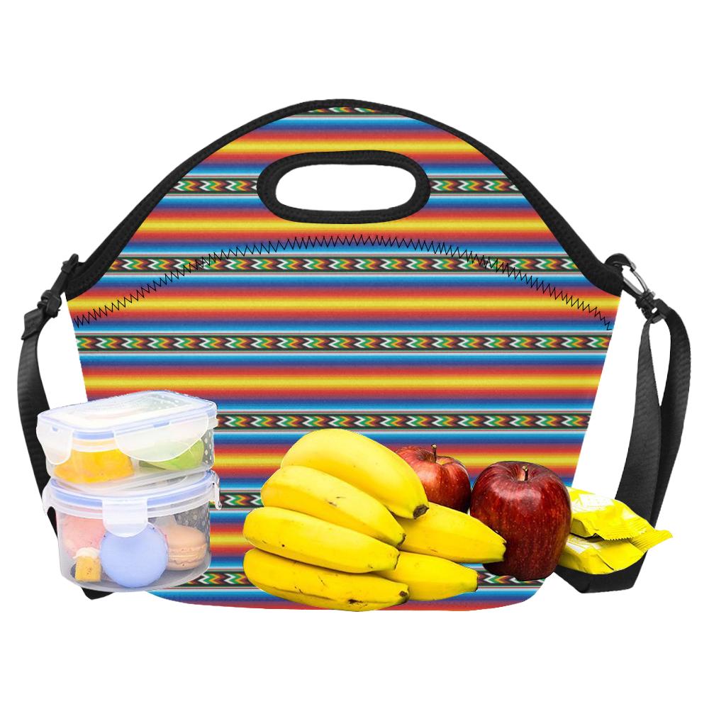 Mexican Blanket ZigZag Print Pattern Neoprene Lunch Bag (Model 1669)(Large)-JTAMIGO.COM