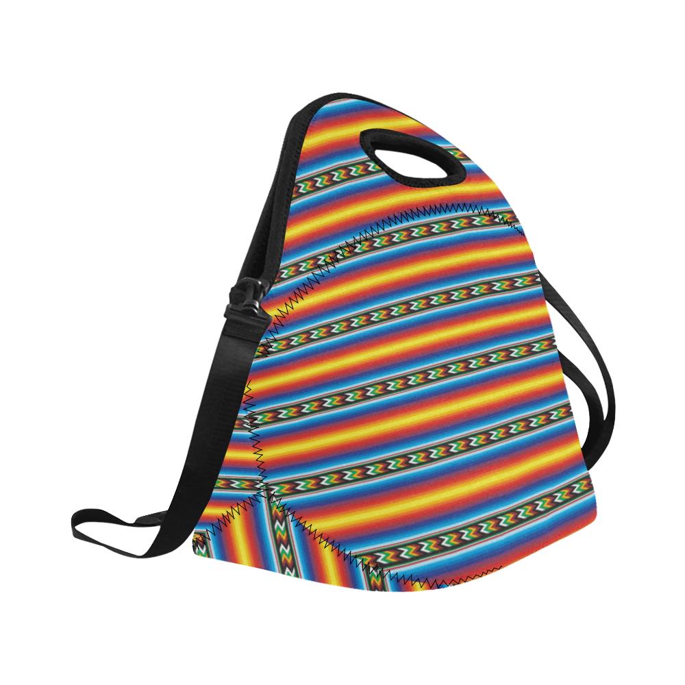 Mexican Blanket ZigZag Print Pattern Neoprene Lunch Bag (Model 1669)(Large)-JTAMIGO.COM