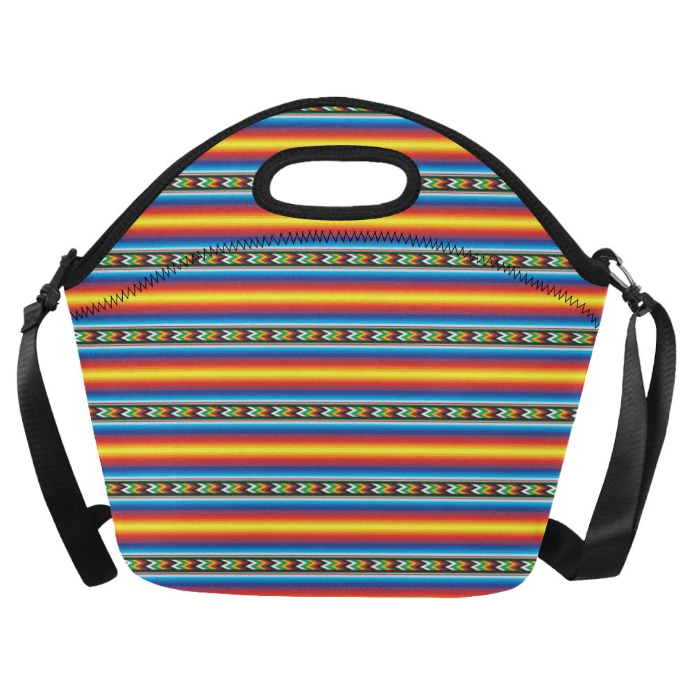 Mexican Blanket ZigZag Print Pattern Neoprene Lunch Bag (Model 1669)(Large)-JTAMIGO.COM