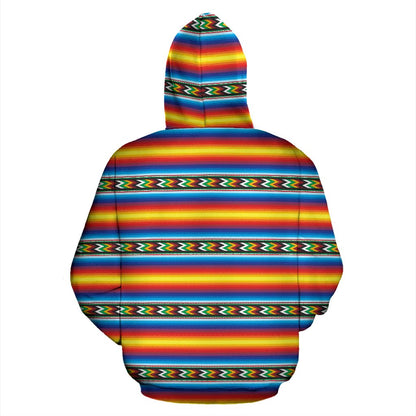 Mexican Blanket ZigZag Print Pattern Pullover Hoodie