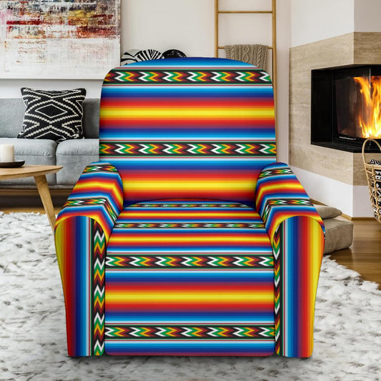 Mexican Blanket ZigZag Print Pattern Single Sofa Slipcover -JTAMIGO.COM