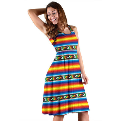 Mexican Blanket ZigZag Print Pattern Sleeveless Dress