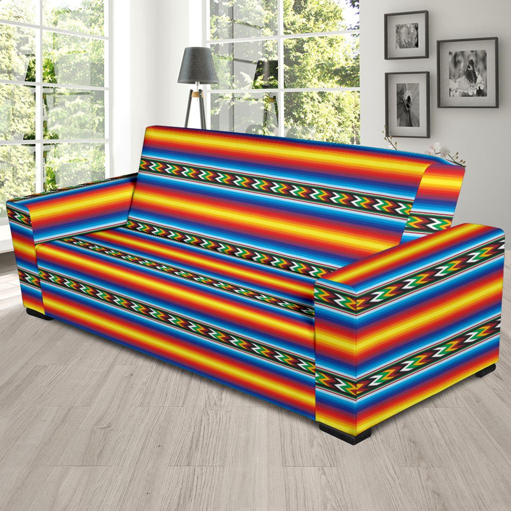 Mexican Blanket ZigZag Print Pattern Sofa Slipcover-JTAMIGO.COM
