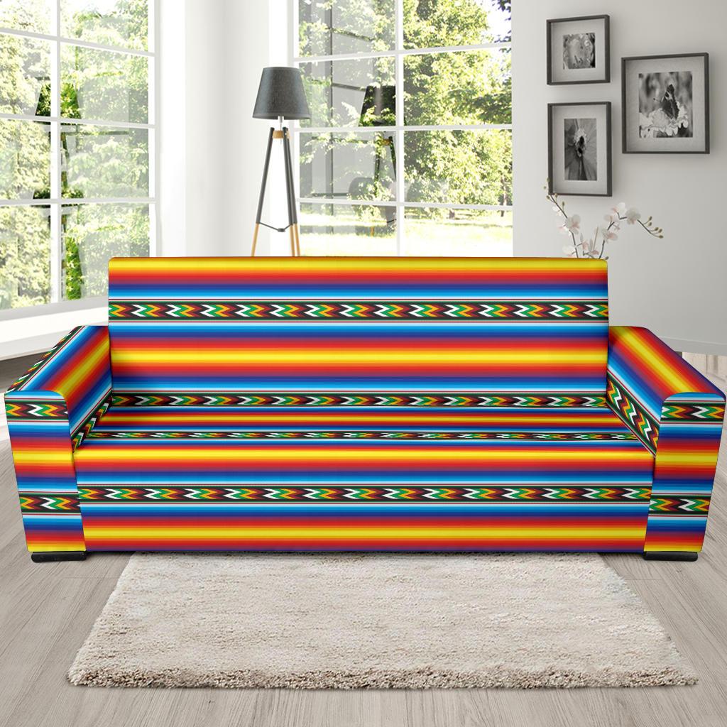 Mexican Blanket ZigZag Print Pattern Sofa Slipcover-JTAMIGO.COM