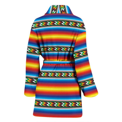 Mexican Blanket ZigZag Print Pattern Women Bath Robe-JTAMIGO.COM