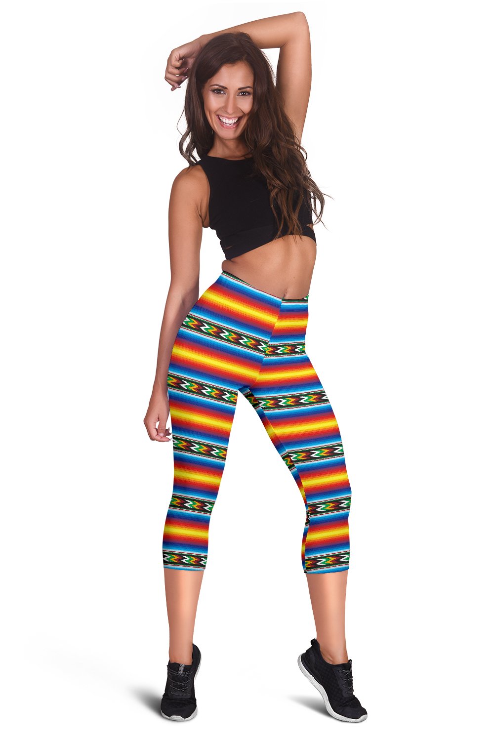 Mexican Blanket ZigZag Print Pattern Women Capris