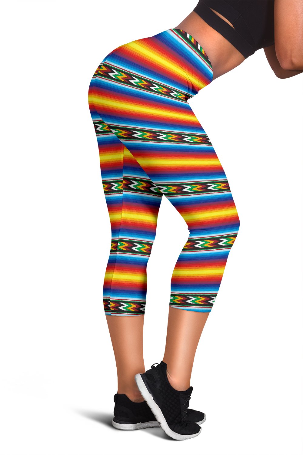 Mexican Blanket ZigZag Print Pattern Women Capris