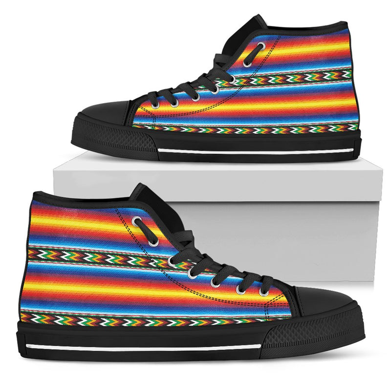 Mexican Blanket ZigZag Print Pattern Women High Top Shoes