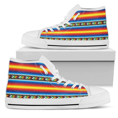 Mexican Blanket ZigZag Print Pattern Women High Top Shoes