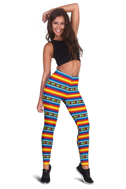 Mexican Blanket ZigZag Print Pattern Women Leggings