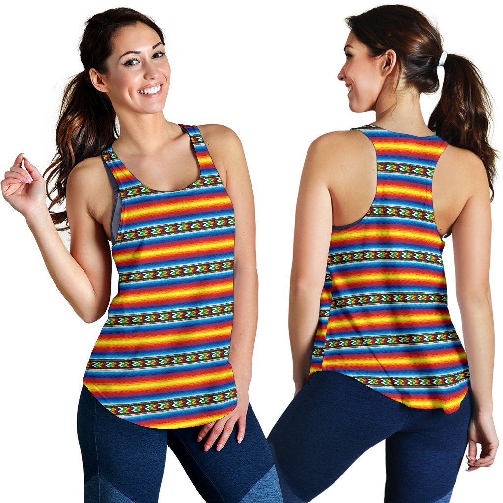 Mexican Blanket ZigZag Print Pattern Women Racerback Tank Top