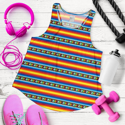 Mexican Blanket ZigZag Print Pattern Women Racerback Tank Top