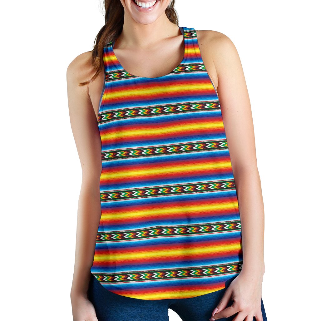 Mexican Blanket ZigZag Print Pattern Women Racerback Tank Top