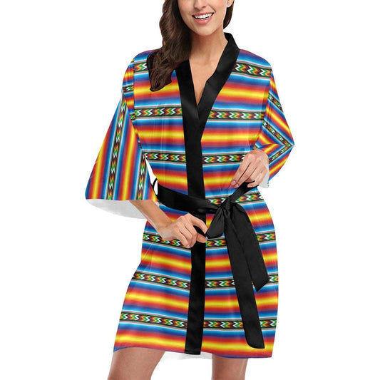 Mexican Blanket ZigZag Print Pattern Women Short Kimono Robe