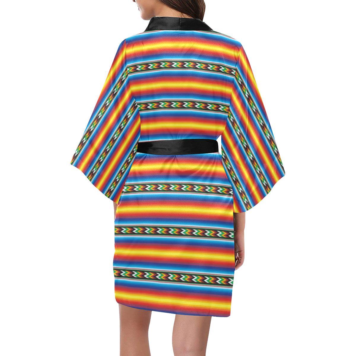 Mexican Blanket ZigZag Print Pattern Women Short Kimono Robe