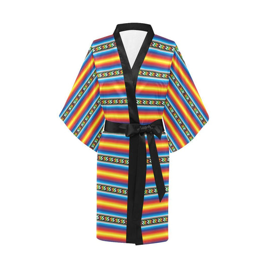 Mexican Blanket ZigZag Print Pattern Women Short Kimono Robe