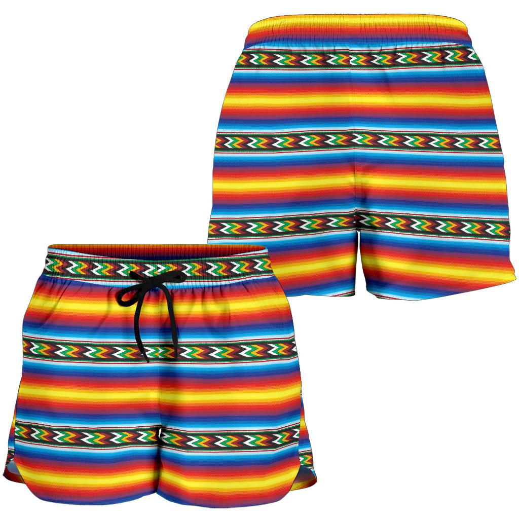 Mexican Blanket ZigZag Print Pattern Women Shorts-JTAMIGO.COM